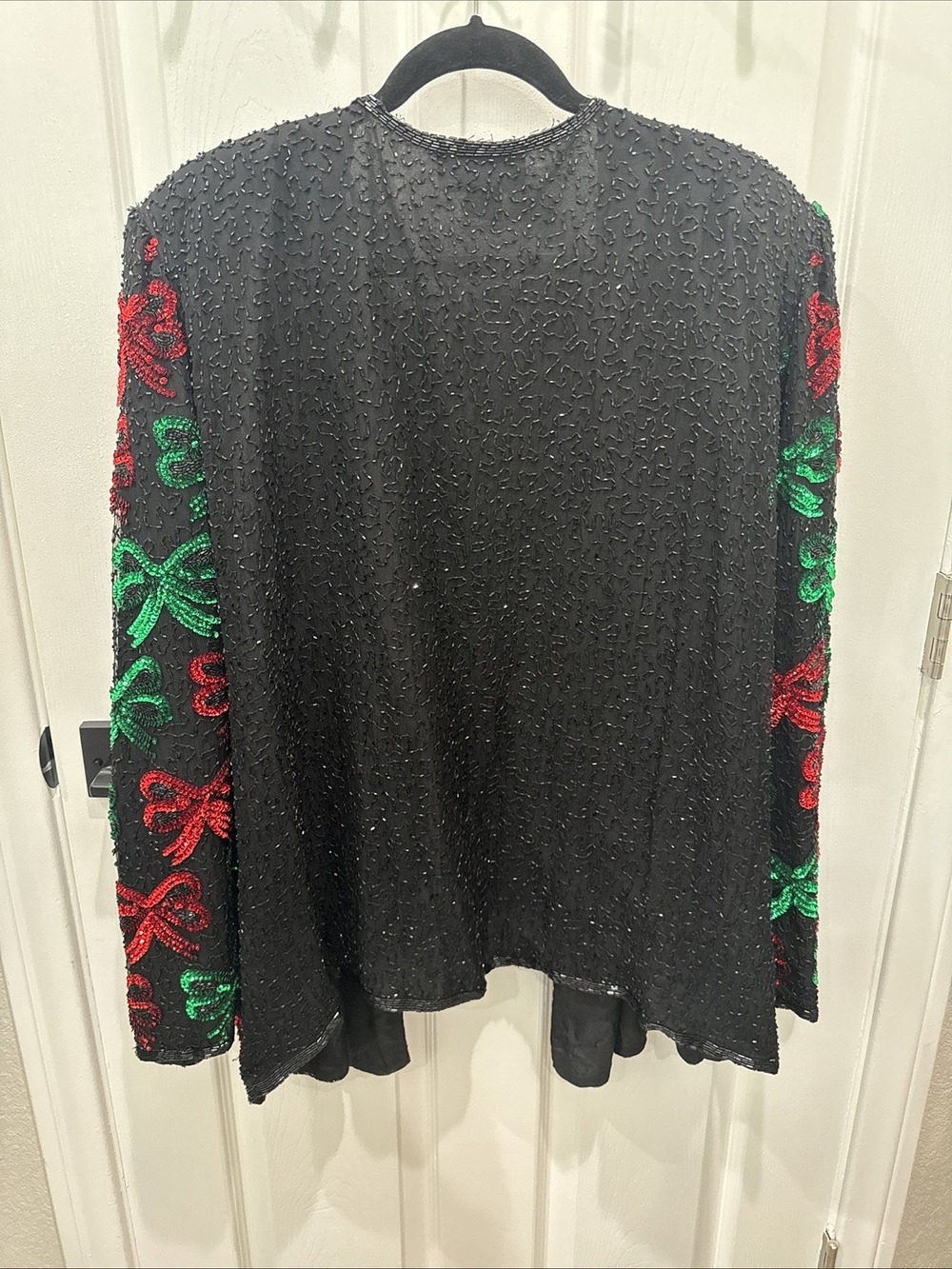 Vintage Laurence Kazar Beaded Sequin Holiday Christmas Bows Jacket Women’s 4X - Picture 7 of 12